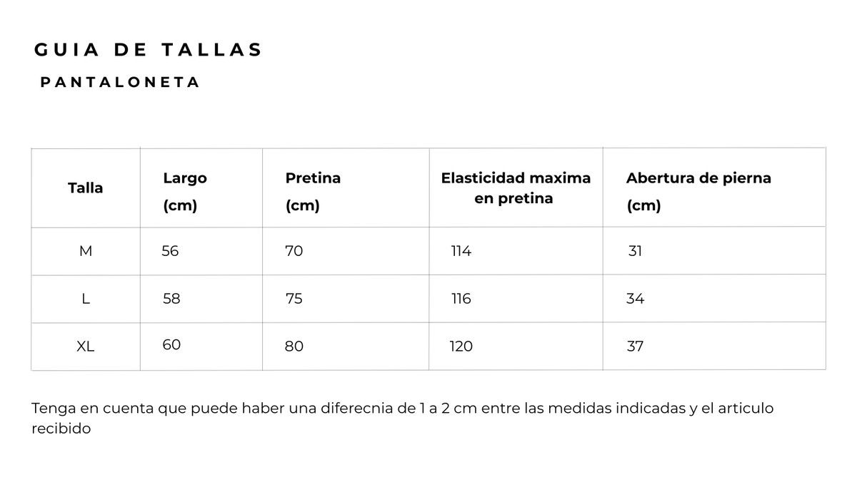 Guía de tallas